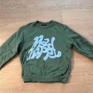 Madhappy Green Crewneck Sweater with Graffiti Design